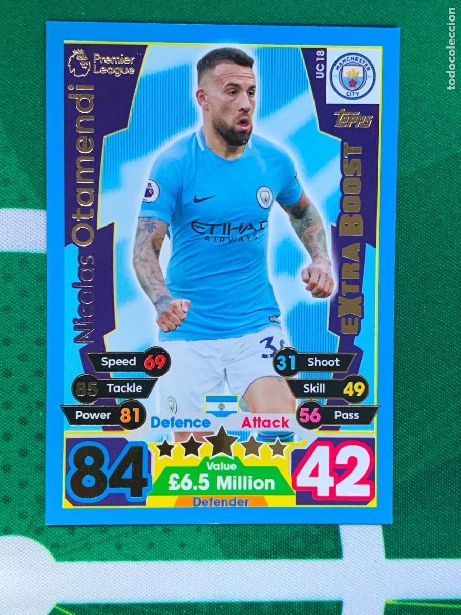 Fu&szlig;ball-Sticker: UC18 Nicolas Otamendi Manchester City Extra Boost Match Attax Extra Topps Premier League 2017 2018
