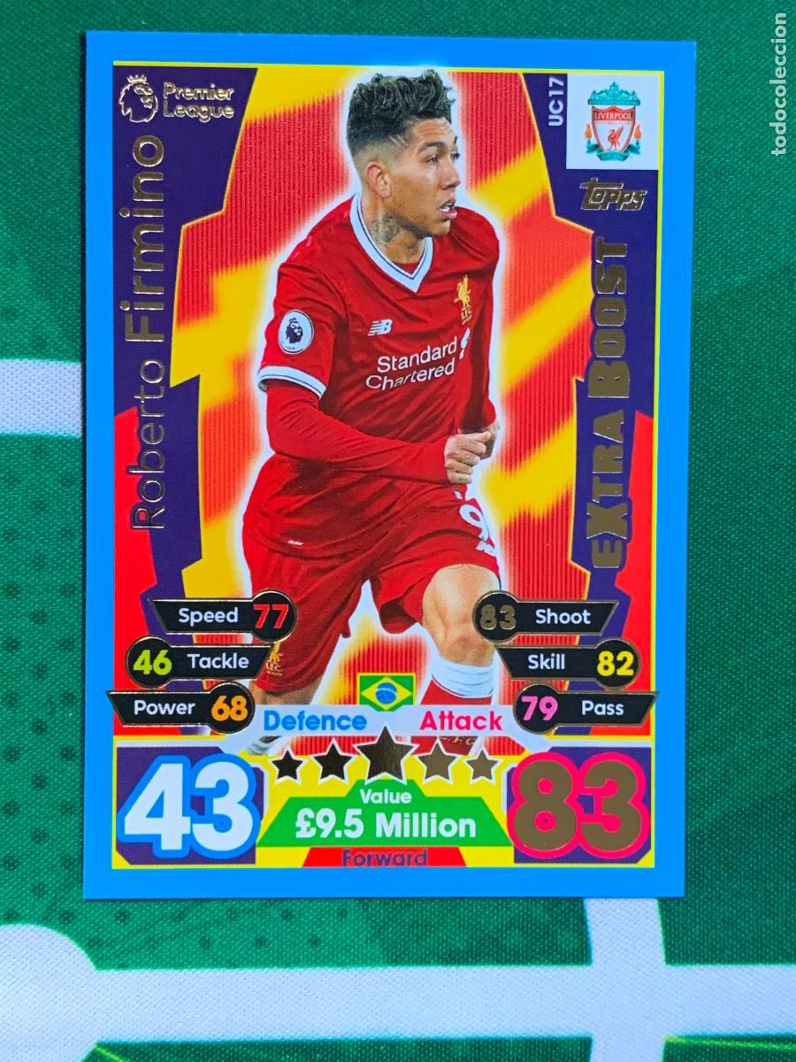 Fu&szlig;ball-Sticker: UC17 Roberto Firmino Liverpool Extra Boost Match Attax Extra Topps Premier League 2017 2018 17 18