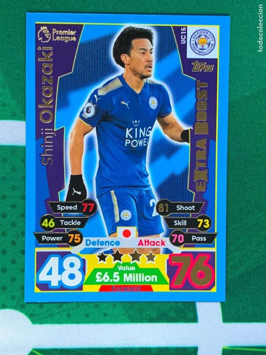 Fu&szlig;ball-Sticker: UC15 Shinji Okazaki Leicester City Extra Boost Match Attax Extra Topps Premier League 2017 2018
