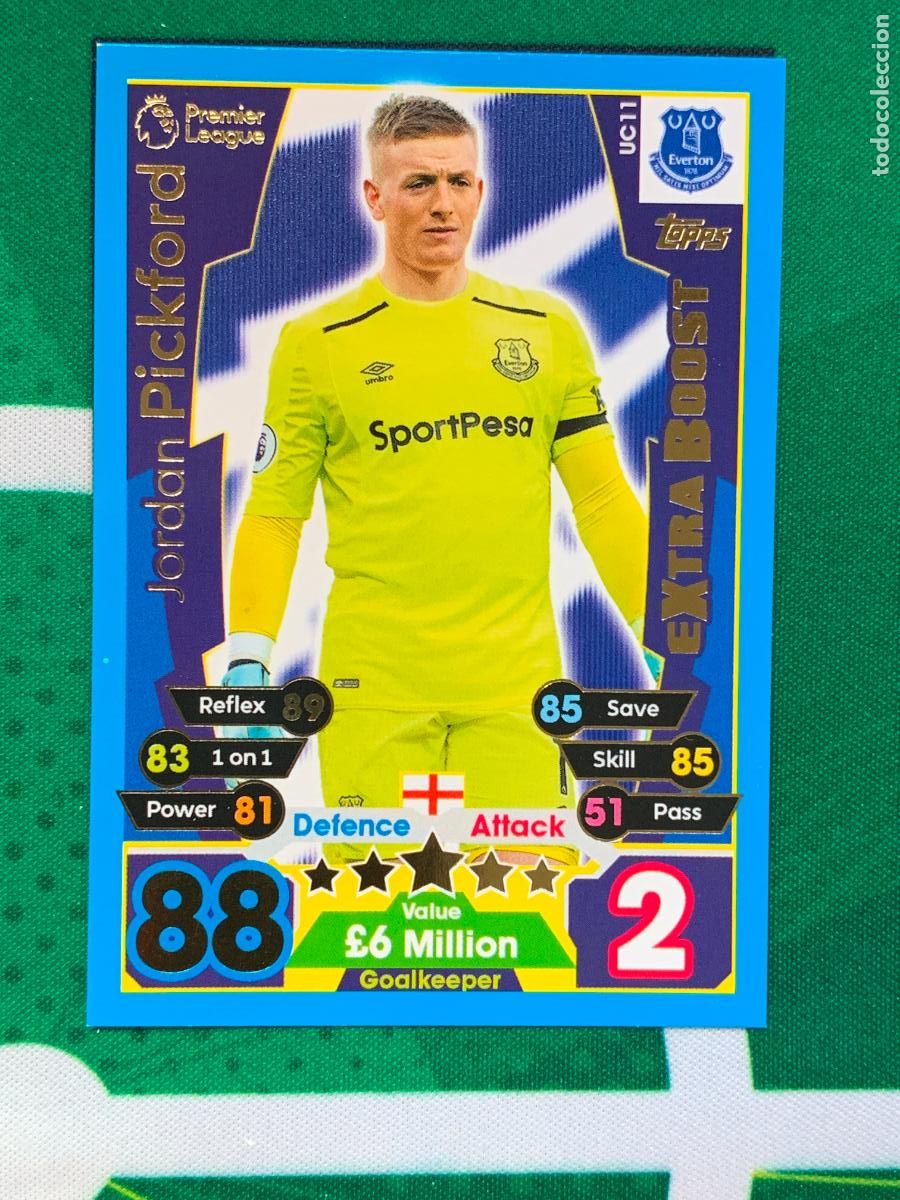 Fu&szlig;ball-Sticker: UC11 Jordan Pickford Everton Extra Boost Match Attax Extra Topps Premier League 2017 2018 17 18