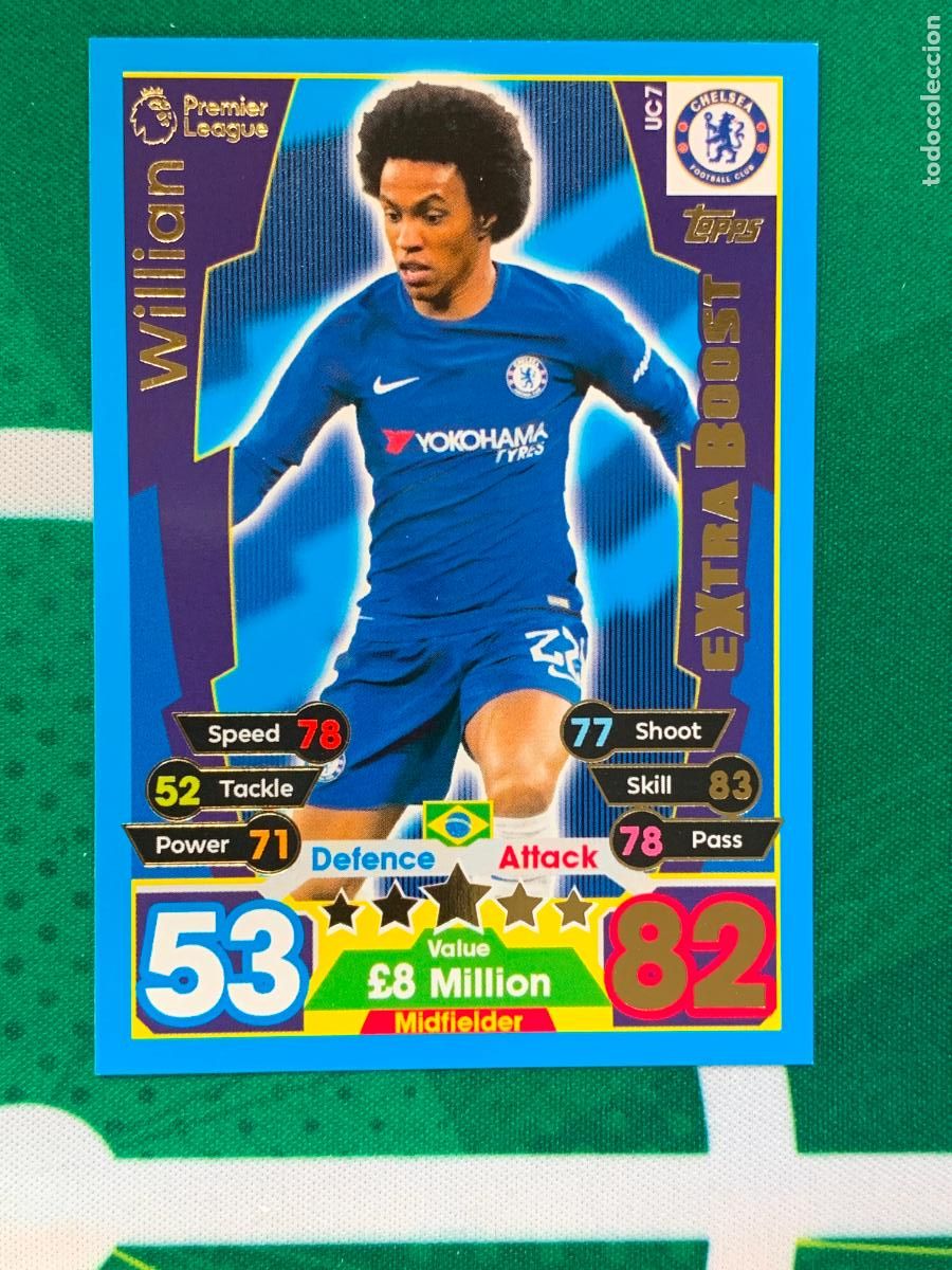 Fu&szlig;ball-Sticker: UC7 Willian Chelsea Extra Boost Match Attax Extra Topps Premier League 2017 2018 17 18