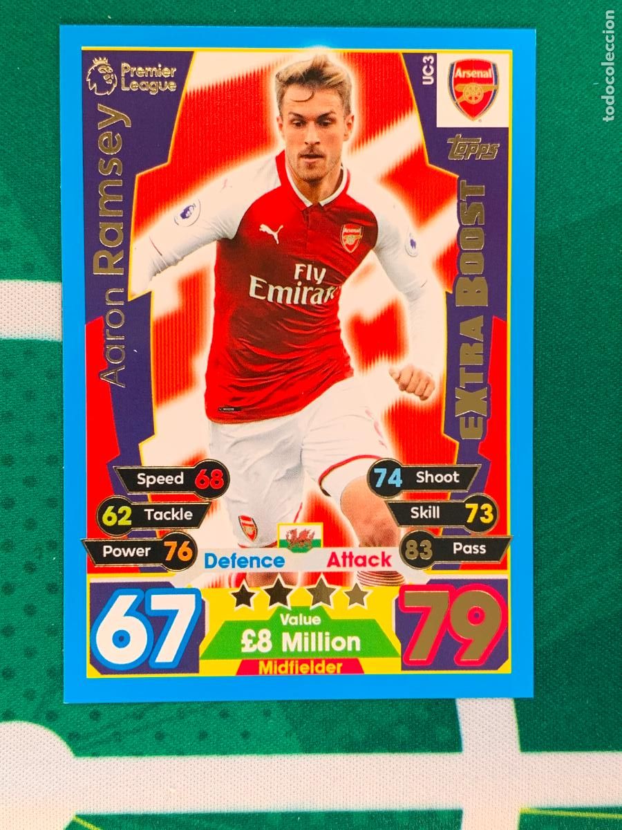 Fu&szlig;ball-Sticker: UC3 Aaron Ramsey Arsenal Extra Boost Match Attax Extra Topps Premier League 2017 2018 17 18