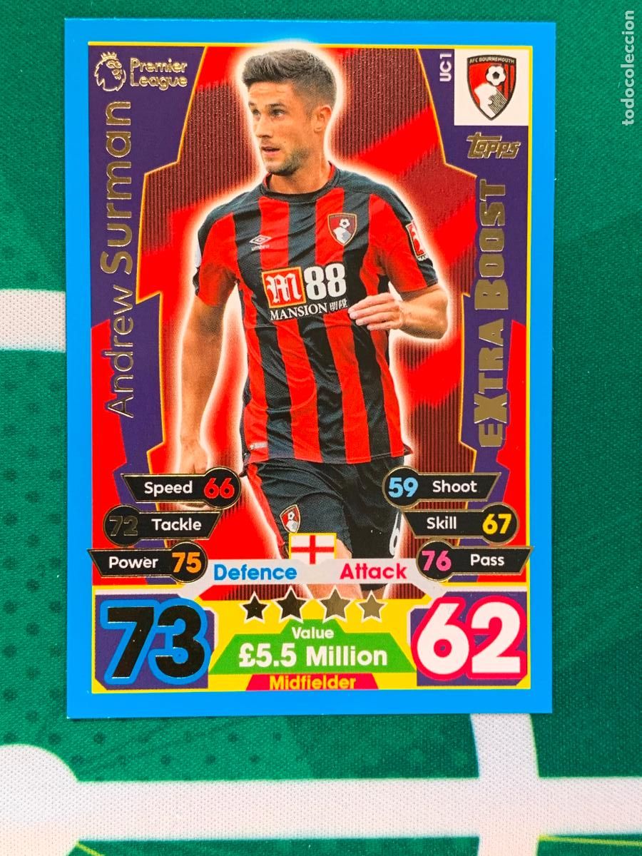 Fu&szlig;ball-Sticker: UC1 Andrew Surman AFC Bournemouth Extra Boost Match Attax Extra Topps Premier League 2017 2018 17 18