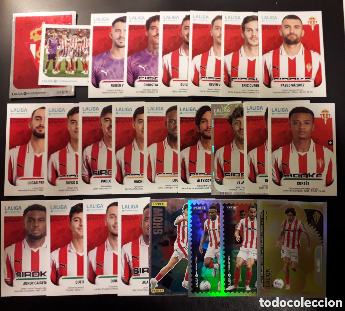 Cromos de F&uacute;tbol: 25 CROMOS SP GIJ&Oacute;N LALIGA HYPERMOTION 25 26 2025 2026 PANINI EQUIPO COMPLETO PREMIUM Y ESPECIALES