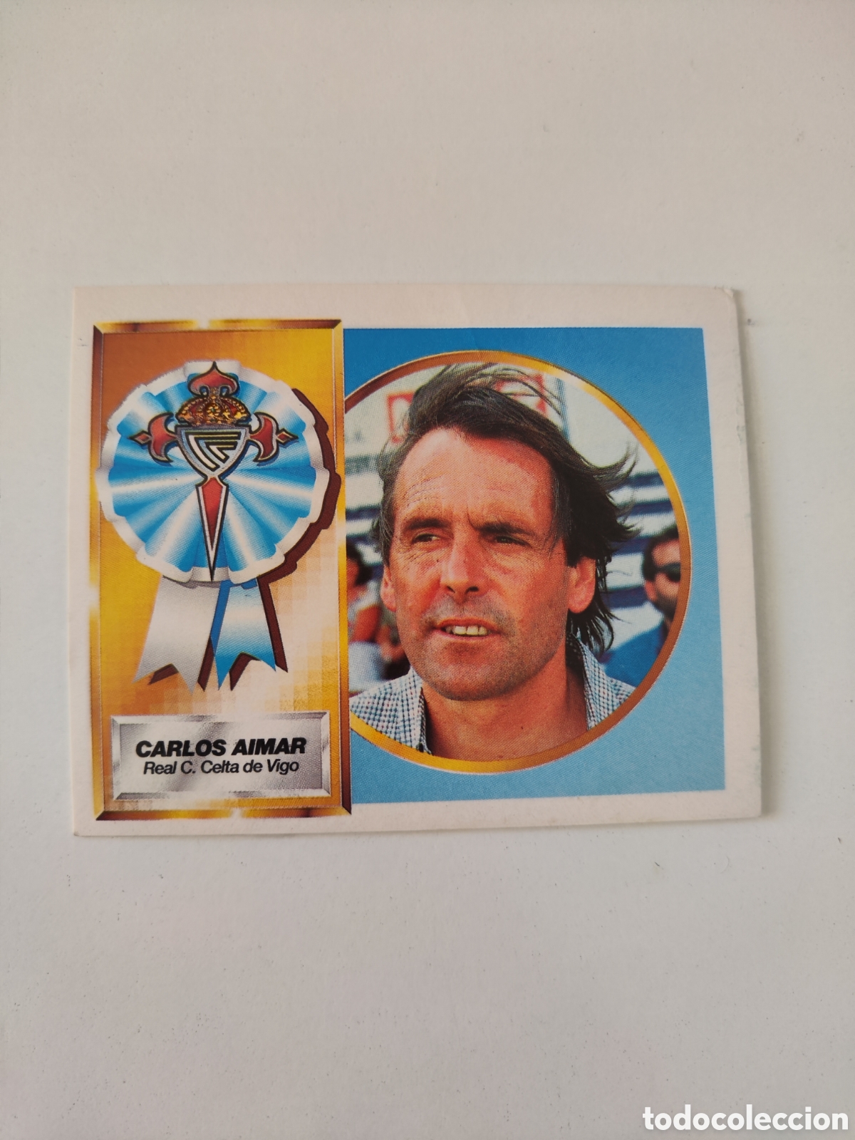 Cromos de F&uacute;tbol: Este 94 95 nuevo sin pegar Celta Vigo entrenador Carlos Aimar presenta un peque&ntilde;o pliegue arriba