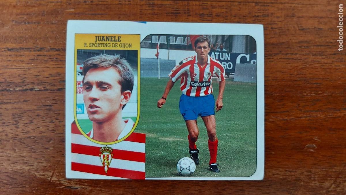 Cartes &agrave; collectionner de Football: JUANELE ( SPORTING GIJON ) ESTE 1991/92 91/92 1991 Ultimo Fichaje n&uacute;m 27 ADHESIVO NUEVO muy dificil