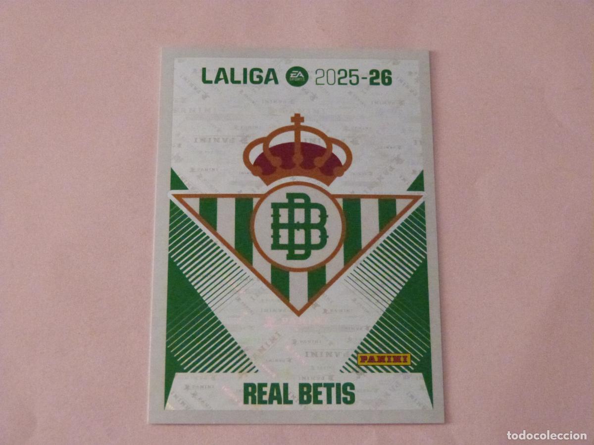 Cromos de f&uacute;tbol: CROMO FUTBOL ESCUDO REAL BETIS BALOMPIE SIN PEGAR N&ordm; 1 LIGA ESTE 2025-2026/25-26 PANINI