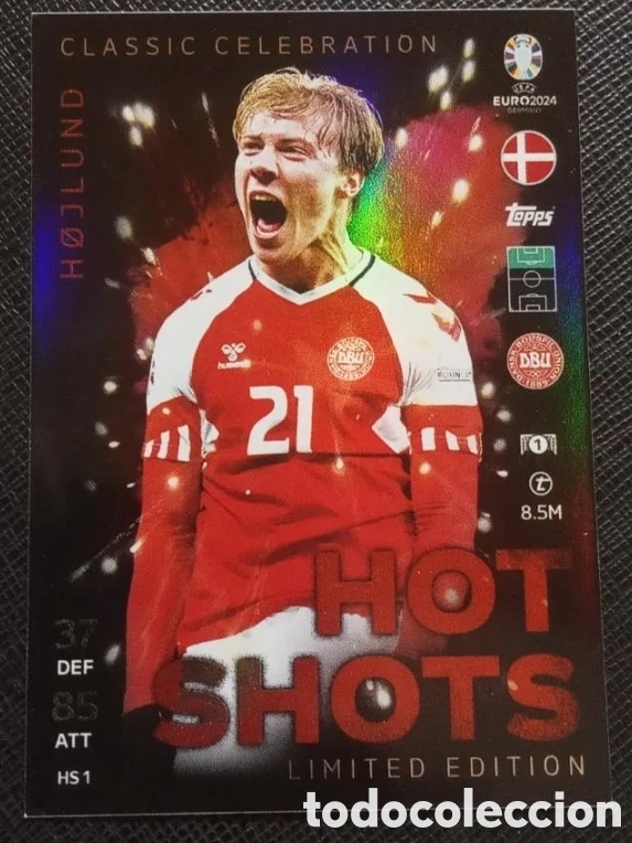 Football Stickers: HOJLUND DINAMARCA TOPPS MATCH ATTAX EUROCOPA ALEMANIA 2024 EURO 24 - (MD05/06-1) PG72 HOT SHOTS