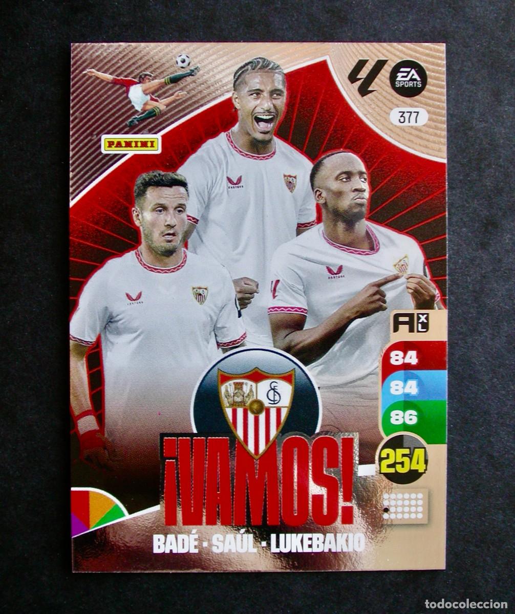 Cromos de f&uacute;tbol: 377 BAD&Eacute;-SA&Uacute;L-LUKEBAKIO / VAMOS / SEVILLA / ADRENALYN XL LIGA 2024-2025 24-25 / PANINI