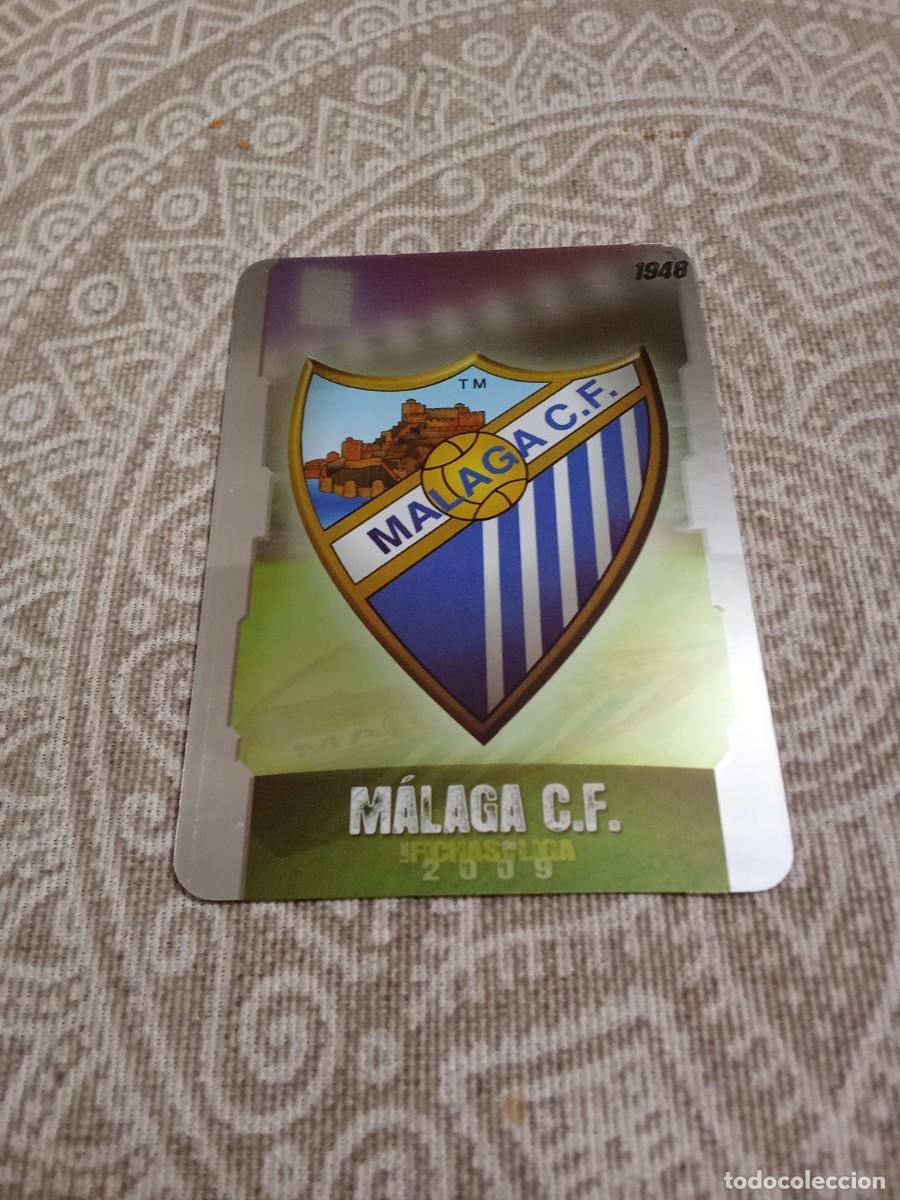 Figurine di Calcio: 487 escudo M&aacute;laga brillo liso puntas redondas las fichas de la liga 2009