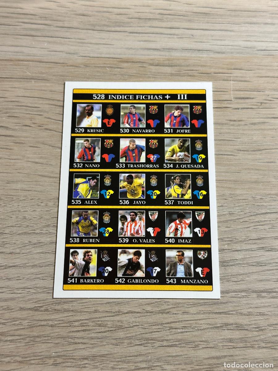 Football Stickers: 528 INDICE FICHAS + III FICHAS LIGA MUNDICROMO 2001 2002 01 02