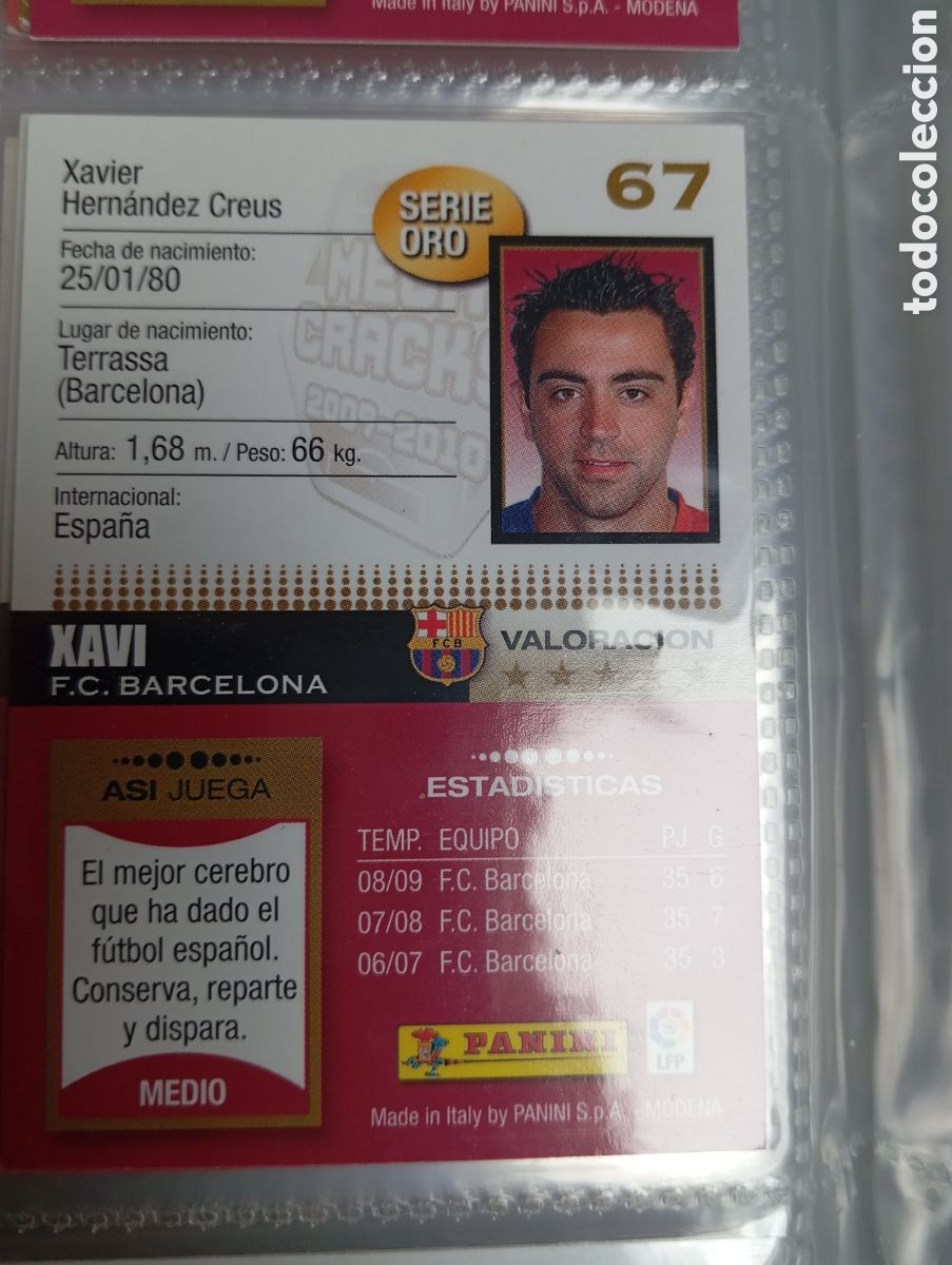Fu&szlig;ball-Sticker: SERIE ORO XAVI FCB FC BARCELONA Cromo ficha de futbol Megacracks 2009-2010 MGK 09-10 PANINI