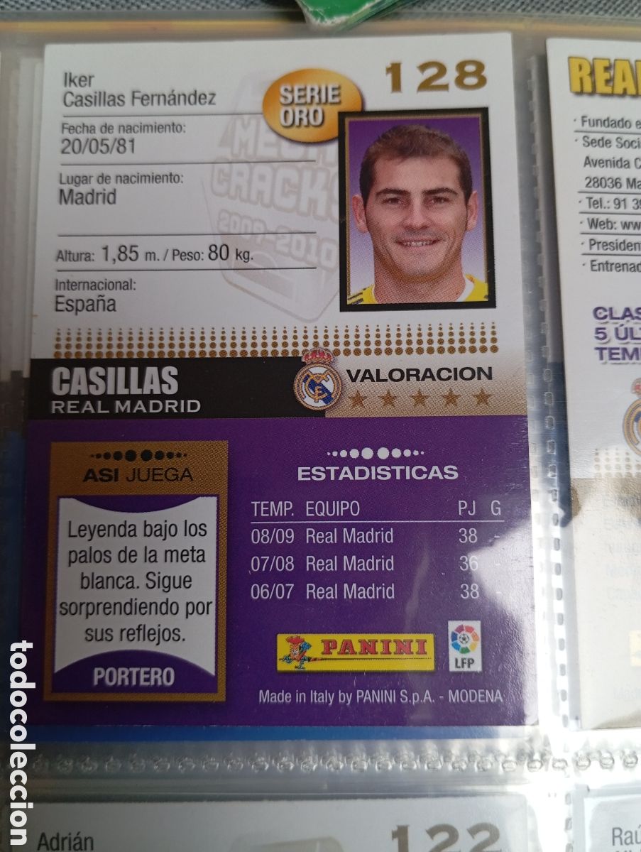 Fu&szlig;ball-Sticker: SERIE ORO CASILLAS REAL MADRID Cromo ficha de futbol Megacracks 2009-2010 MGK 09-10 PANINI
