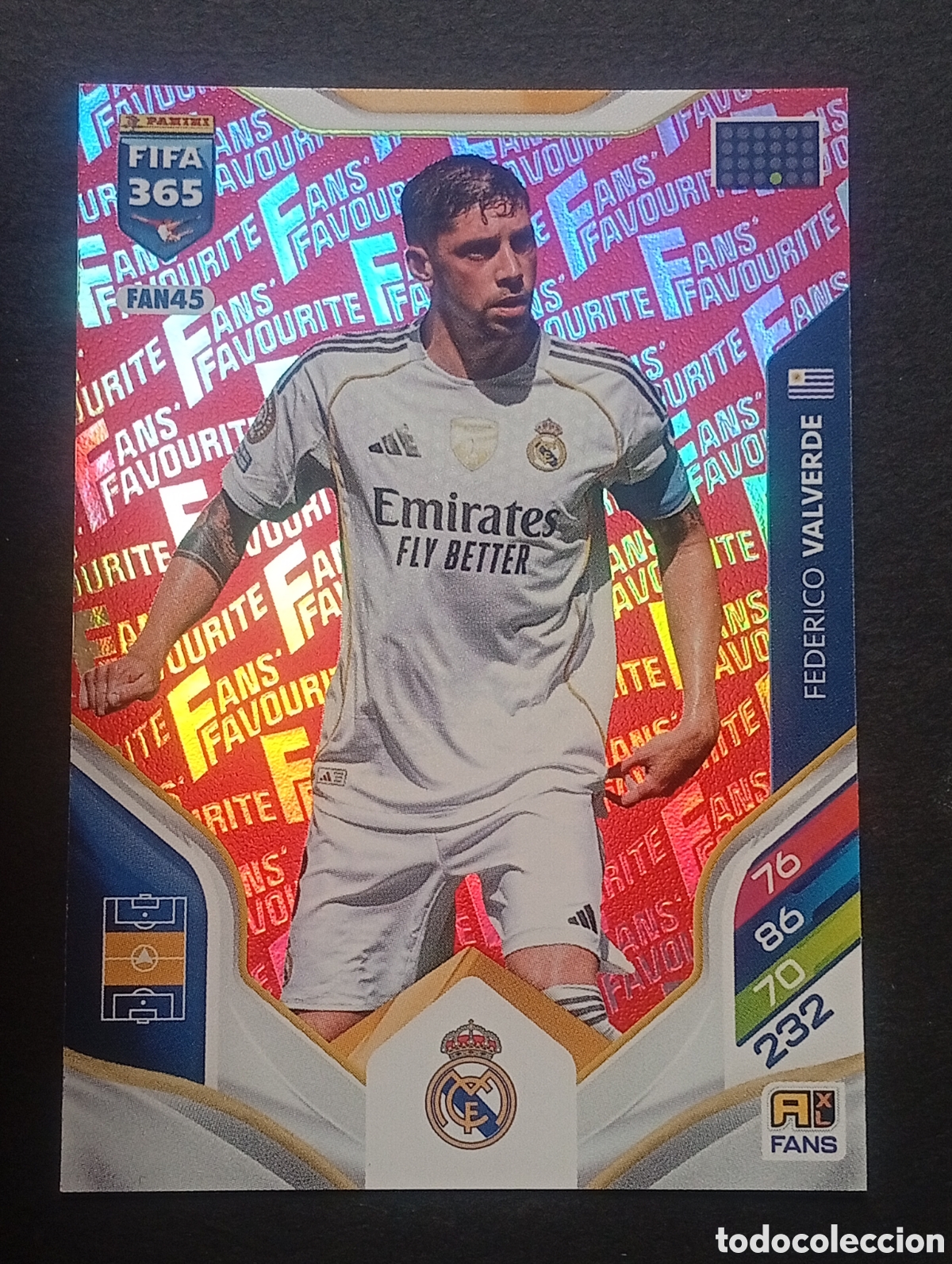Cromos de F&uacute;tbol: FAN45 paralela red FEDE VALVERDE REAL MADRID ADRENALYN FIFA 365 2025 2026 25 26 CARD PANINI TOPPS