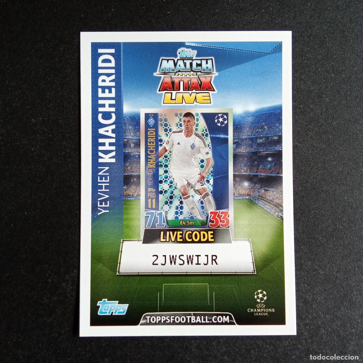 Football Stickers: CHAMPIONS LEAGUE MATCH ATTAX 2015 2016 15 16 TOPPS KHACHERIDI DINAMO KIEV LIVE CODE