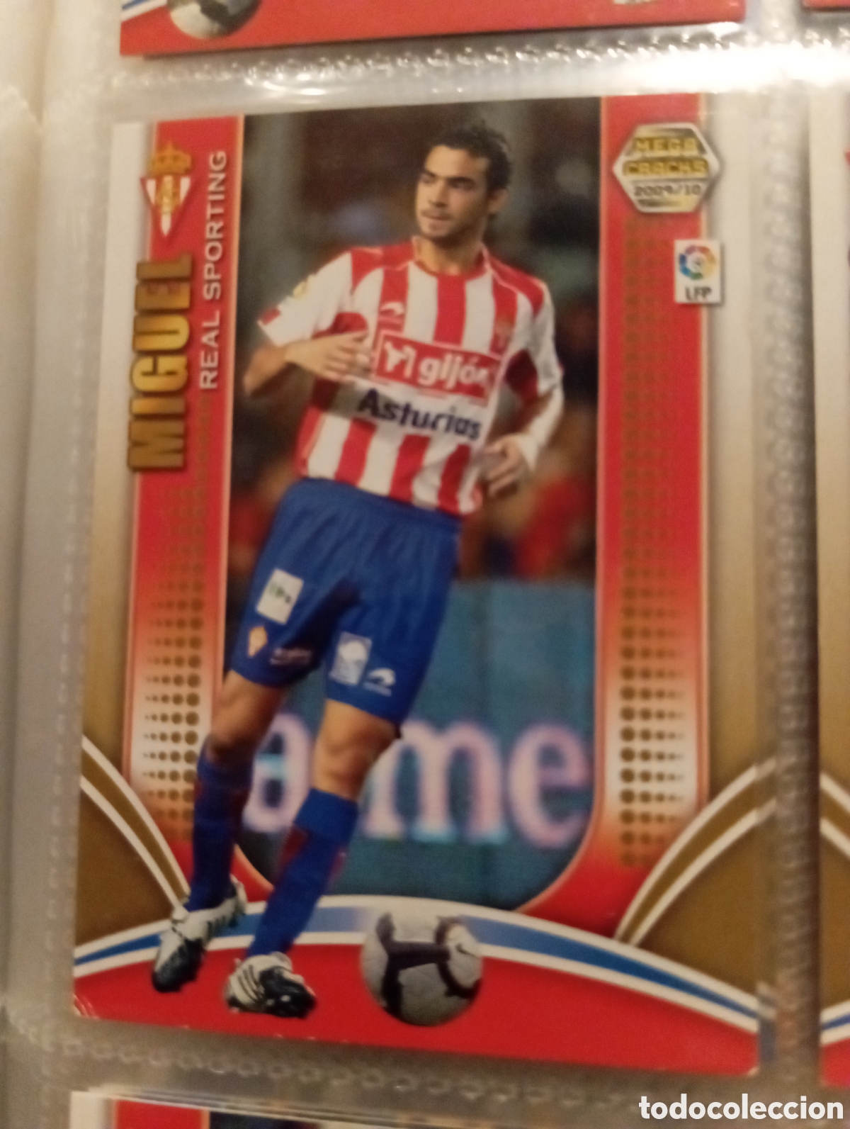 Football Stickers: MIGUEL REAL SPORTING Cromo ficha de futbol Megacracks 2009-2010 MGK 09-10 Liga Espa&ntilde;ola 09-10