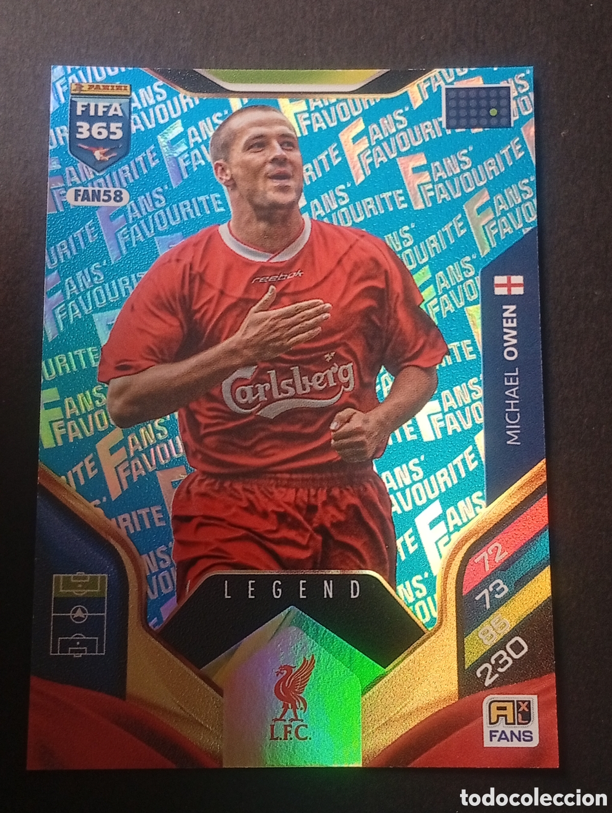 Fu&szlig;ball-Sticker: FAN58 paralela blue OWEN LIVERPOOL LEGEND ADRENALYN 365 2025 2026 25 26 CARD CROMO PANINI TOPPS FIFA