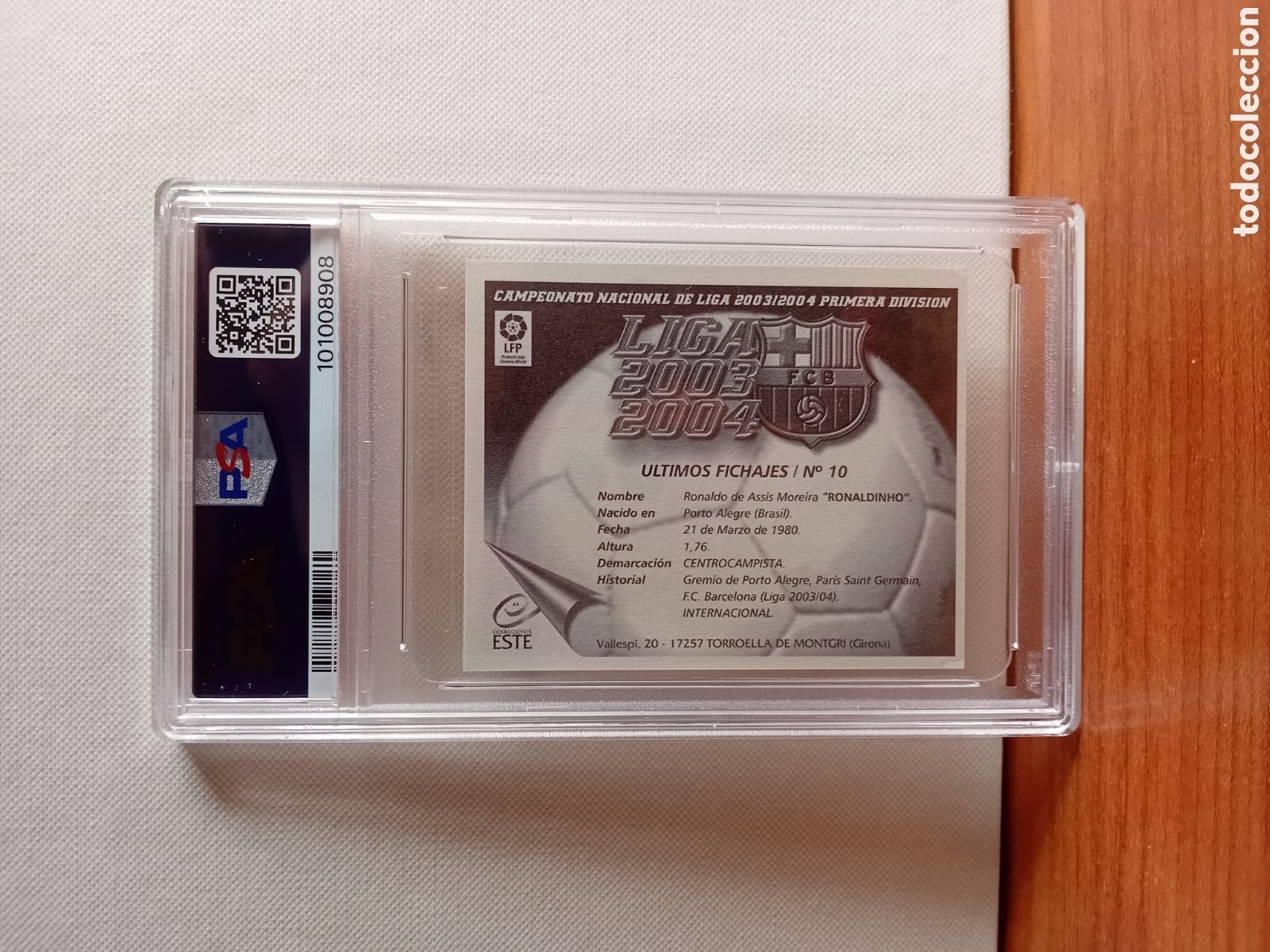 Cromos de f&uacute;tbol: Ronaldinho 2003 Este rookie PSA 7 - Foto 2