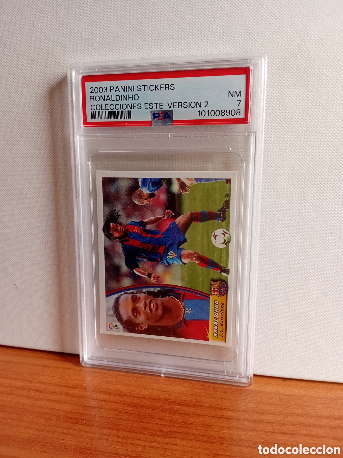 Cromos de f&uacute;tbol: Ronaldinho 2003 Este rookie PSA 7 - Foto 3