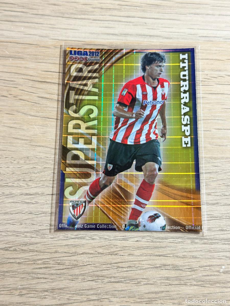 Fu&szlig;ball-Sticker: 158 ITURRASPE SUPERSTAR ATHLETIC CLUB BRILLO CUADROS MUNDICROMO 2012 LIGA 11 12