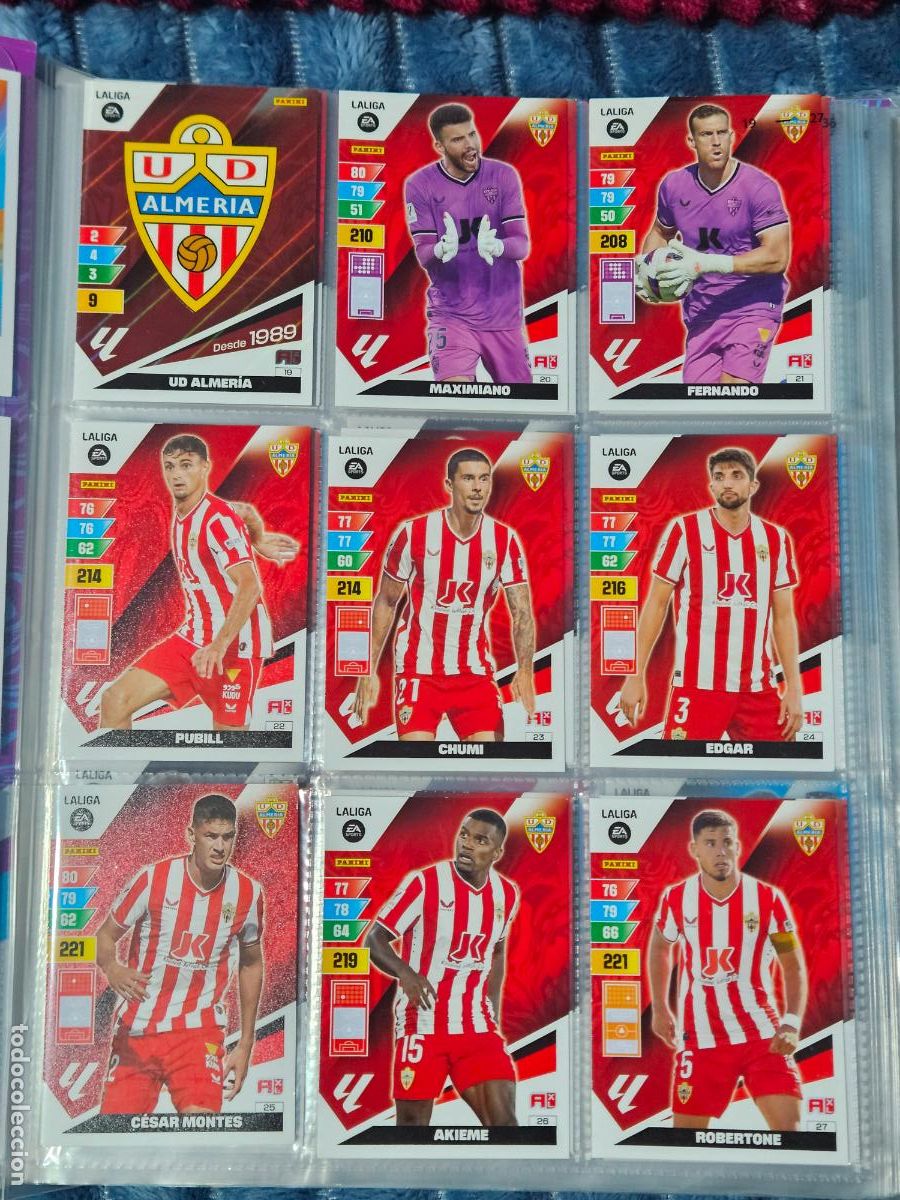 Football Stickers: ADRENALYN 2023 2024 ALMERIA - EQUIPO COMPLETO - BASICOS - 18 FICHAS CROMOS - 23 24