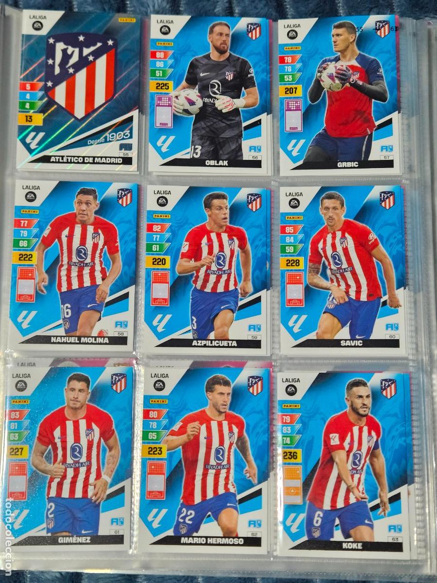 Football Stickers: ADRENALYN 2023 2024 ATLETICO DE MADRID - EQUIPO COMPLETO MENOS 1 BASICOS - 17 FICHAS CROMOS - 23 24