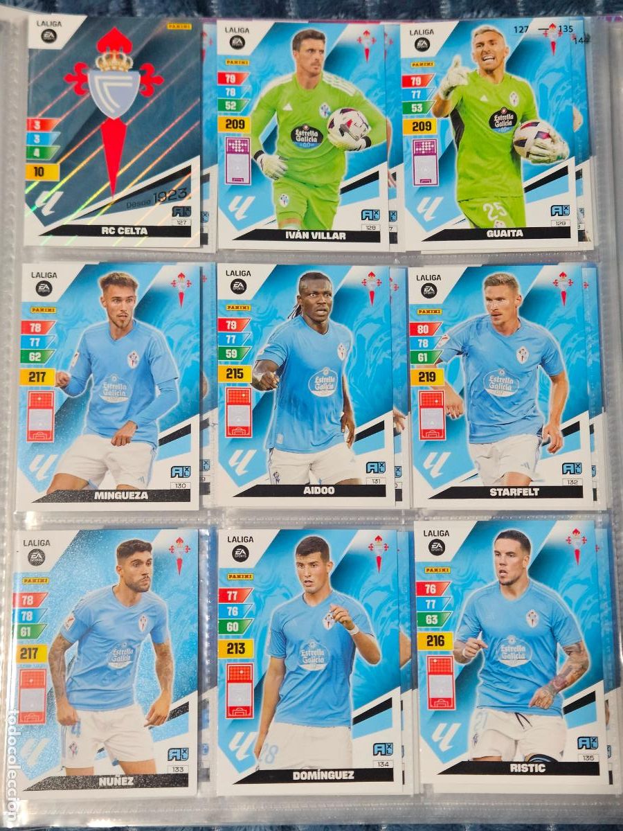 Fu&szlig;ball-Sticker: ADRENALYN 2023 2024 - REAL CELTA - EQUIPO COMPLETO MENOS 1 BASICOS - 17 FICHAS CROMOS - 23 24