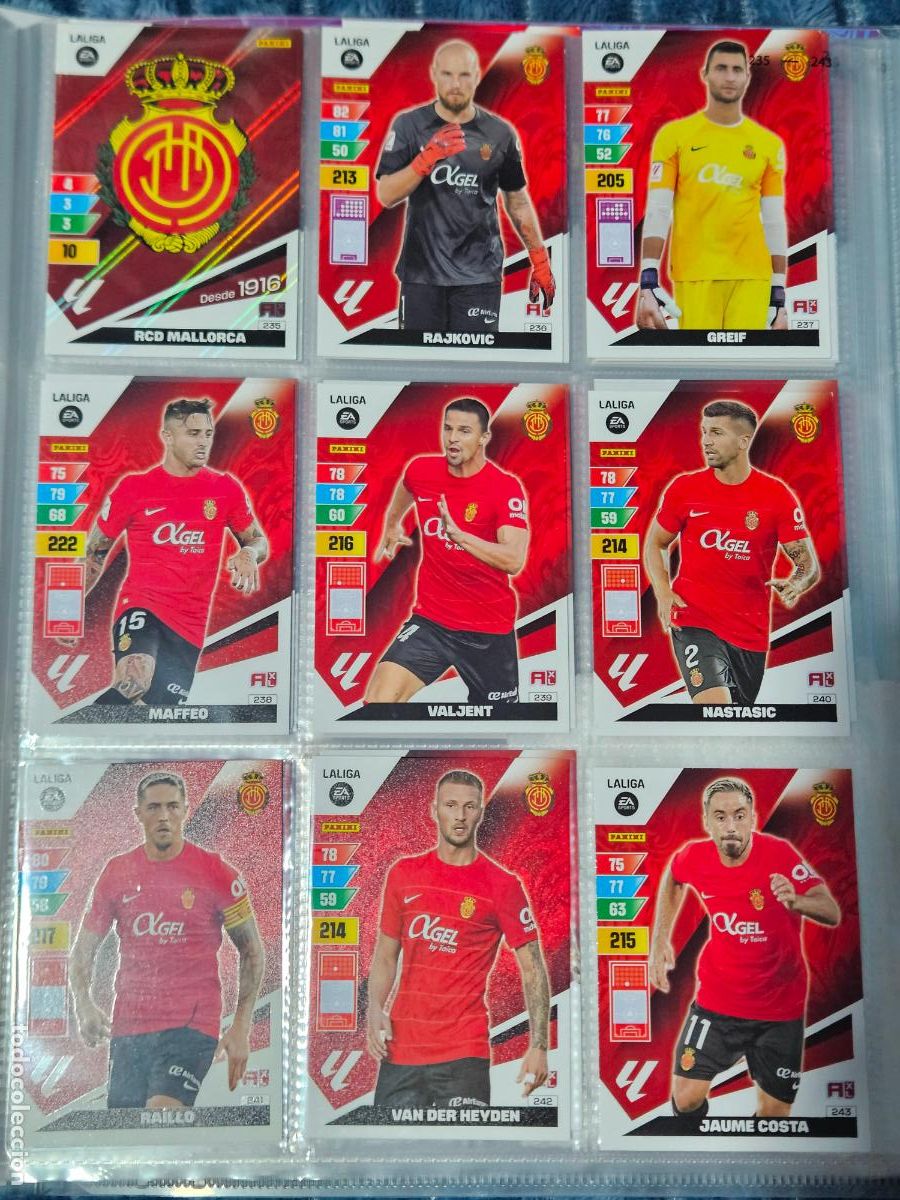 Cartes &agrave; collectionner de Football: ADRENALYN 2023 2024 - MALLORCA - EQUIPO COMPLETO MENOS 1 BASICOS - 17 FICHAS CROMOS - 23 24