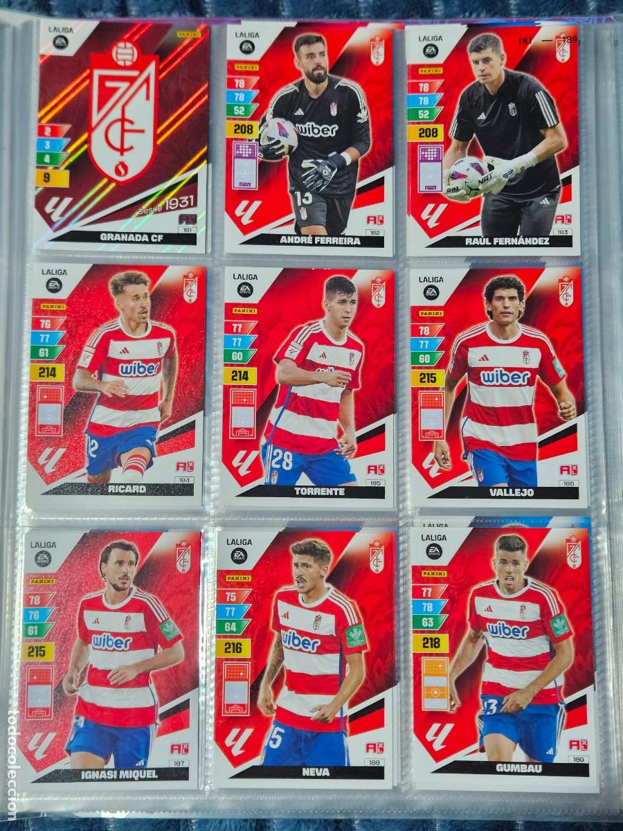 Football Stickers: ADRENALYN 2023 2024 - GRANADA - EQUIPO EQUIPO COMPLETO - BASICOS - 18 FICHAS CROMOS - 23 24