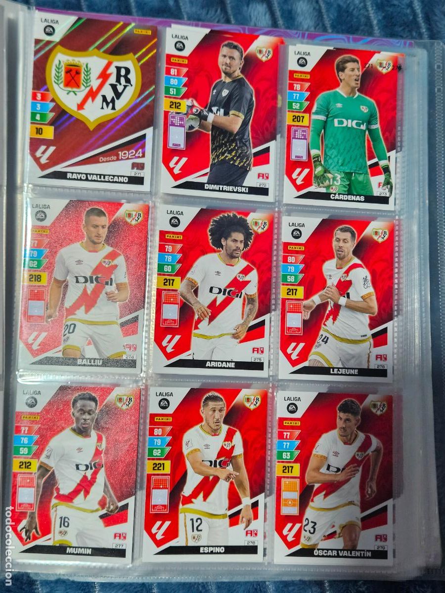 Fu&szlig;ball-Sticker: ADRENALYN 2023 2024 - RAYO VALLECANO - EQUIPO EQUIPO COMPLETO - BASICOS - 18 FICHAS CROMOS - 23 24