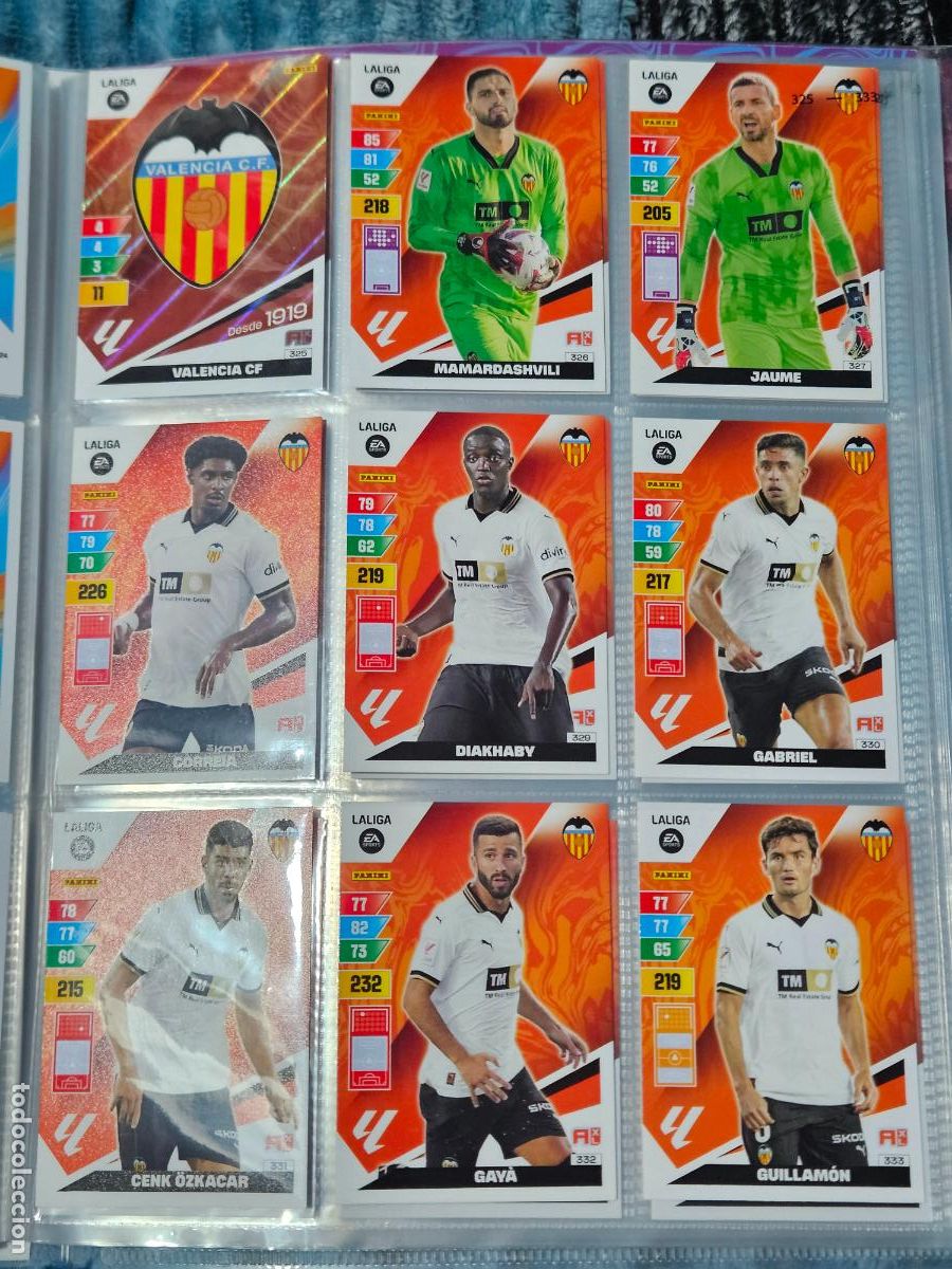 Football Stickers: ADRENALYN 2023 2024 - VALENCIA - EQUIPO EQUIPO COMPLETO - BASICOS - 18 FICHAS CROMOS - 23 24