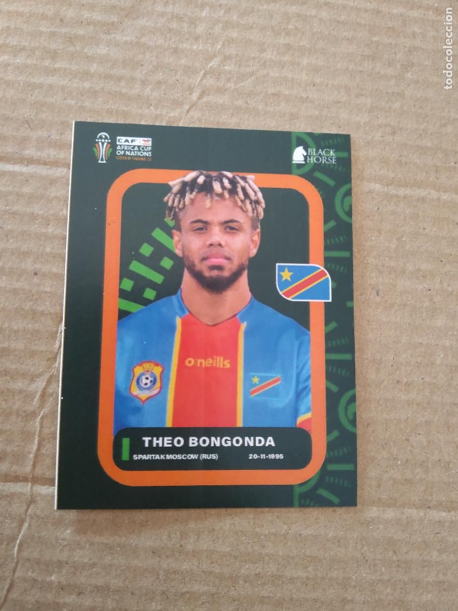 Fu&szlig;ball-Sticker: 392 THEO BONGONDA DR CONGO CROMO FUTBOL AFRICA CUP 23 COPA AFRICA 2023 BLACK HORSE