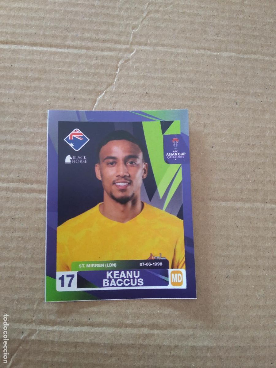 Cromos de F&uacute;tbol: 125 KEANU BACCUS AUSTRALIA CROMO FUTBOL ASIAN CUP 23 COPA ASIA 2023 BLACK HORSE