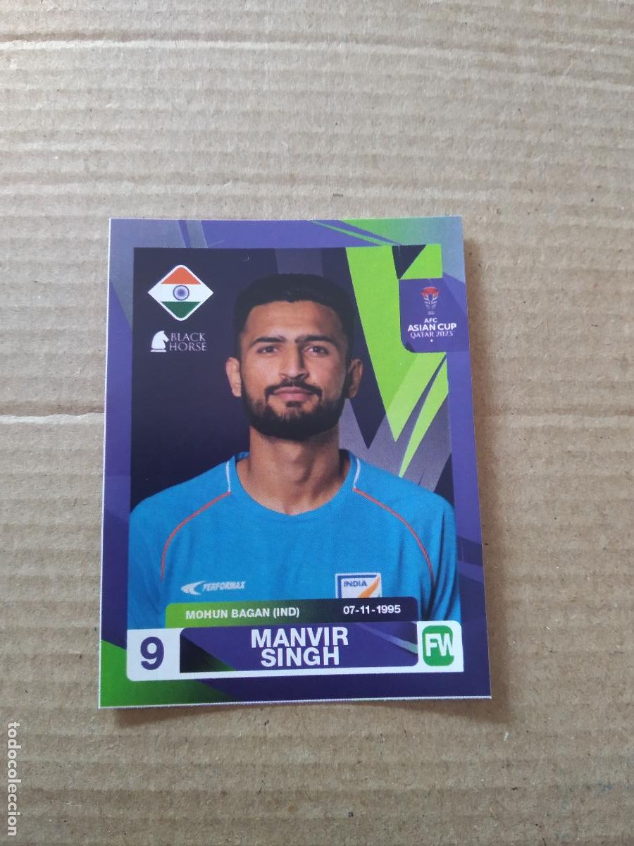 Fu&szlig;ball-Sticker: 191 MANVIR SINGH INDIA CROMO FUTBOL ASIAN CUP 23 COPA ASIA 2023 BLACK HORSE