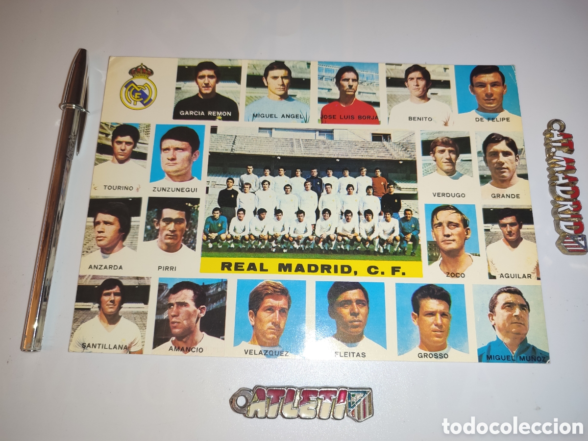 Cromos de F&uacute;tbol: Postal Real Madrid a&ntilde;o 1972 ( 20,8 x 14,6 cm).