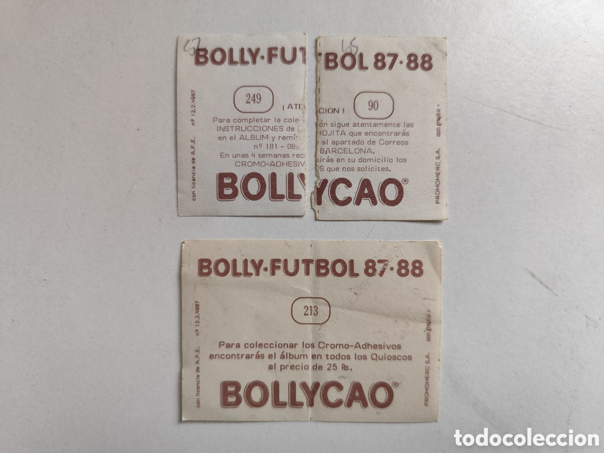 Cromos de F&uacute;tbol: Parte trasera Cromos Bolly-Futbol. Bollycao 87-88