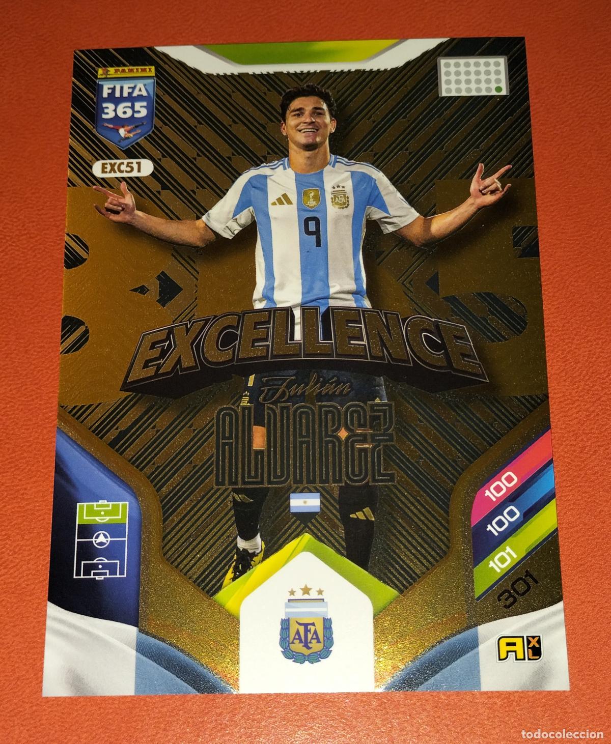 Cromos de F&uacute;tbol: TAMA&Ntilde;O GRANDE JULIAN ALVAREZ EXCELLENCE ARGENTINA MEGA CARD ADRENALYN FIFA 365 2026