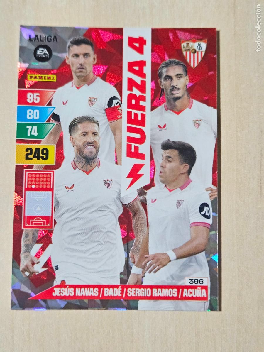 Cromos de f&uacute;tbol: FICHA N&ordm; 396 SEVILLA - ADRENALYN 23 24 - PANINI 2023 - 24 - CROMO - FUERZA 4