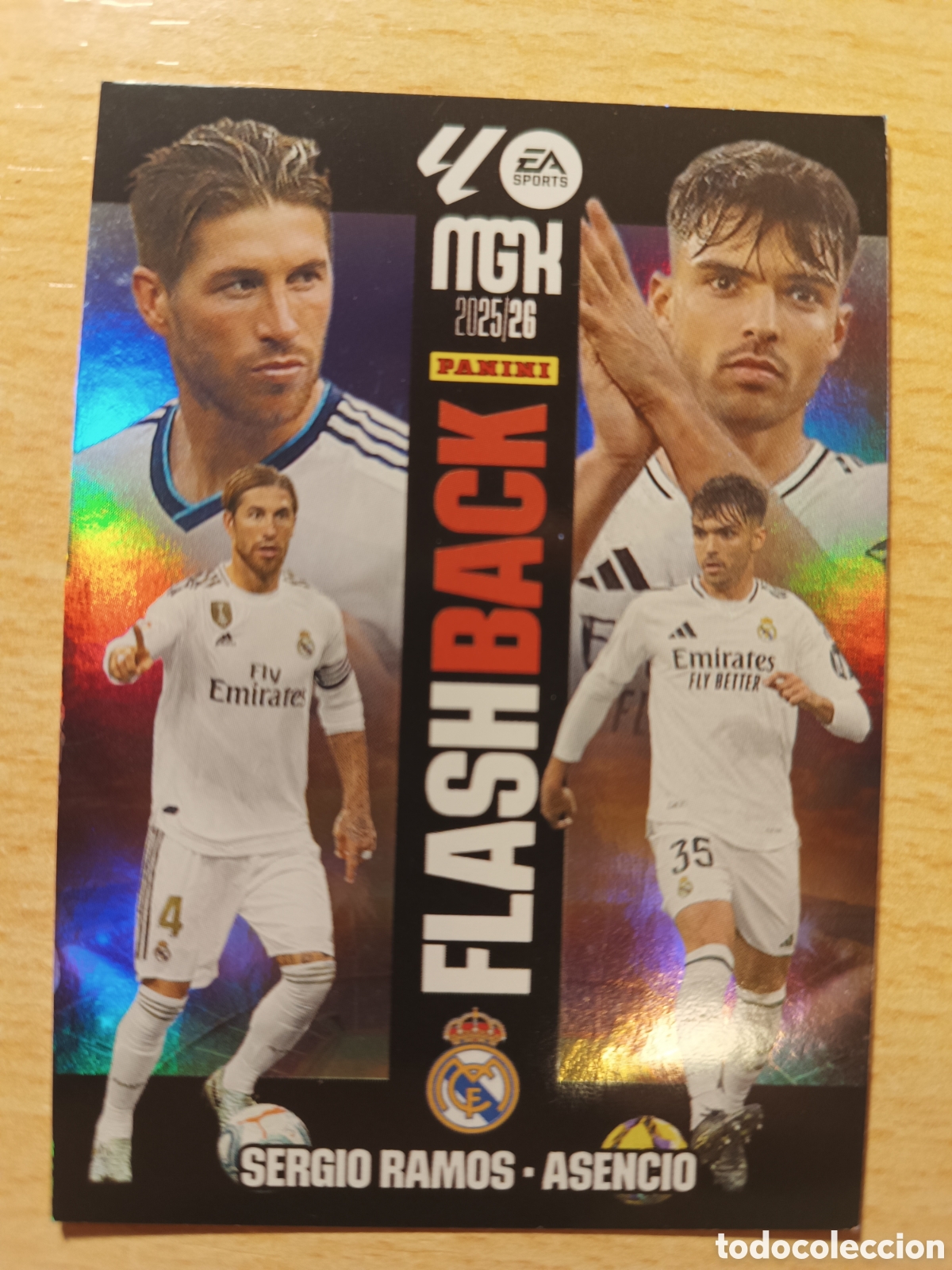 Cromos de F&uacute;tbol: 431 SERGIO RAMOS RAUL ASENCIO REAL MADRID FLASHBACK MEGACRACKS 2025 2026 PANINI 25 26