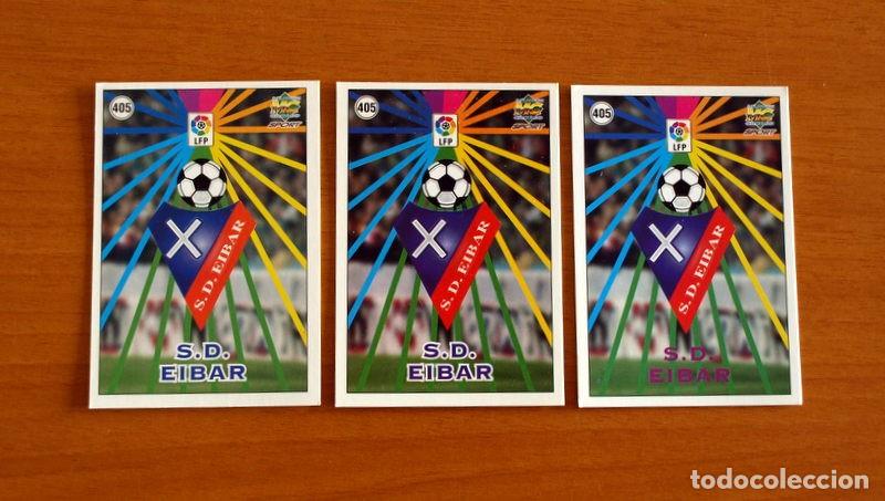 Fu&szlig;ball-Sticker: Eibar - N&ordm; 405 Escudo-Plantilla -Tres Versiones- Mundicromo Las Fichas de la Liga 1998-1999-98-99