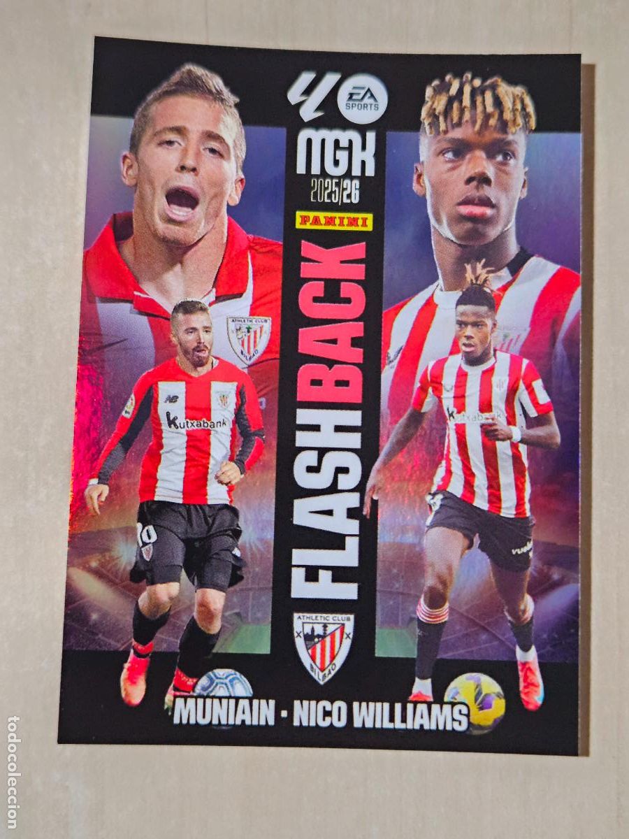 Cromos de F&uacute;tbol: CROMO N&ordm; 429 MUNIAIN Y NICO WILLIAMS - MEGACRACKS 2025 26 - FLASHBACK
