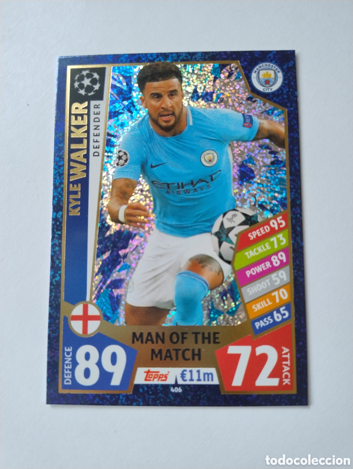 Cromos de Futebol: 406 - Walker - Manchester City - Topps Match Attax 2016 - 2017 Man of the match