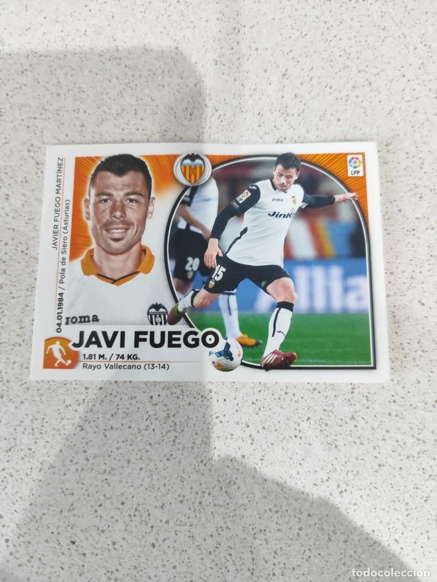 Fu&szlig;ball-Sticker: CROMO N&Uacute;MERO 9 JAVI FUEGO VALENCIA. LIGA ESTE 14/15.