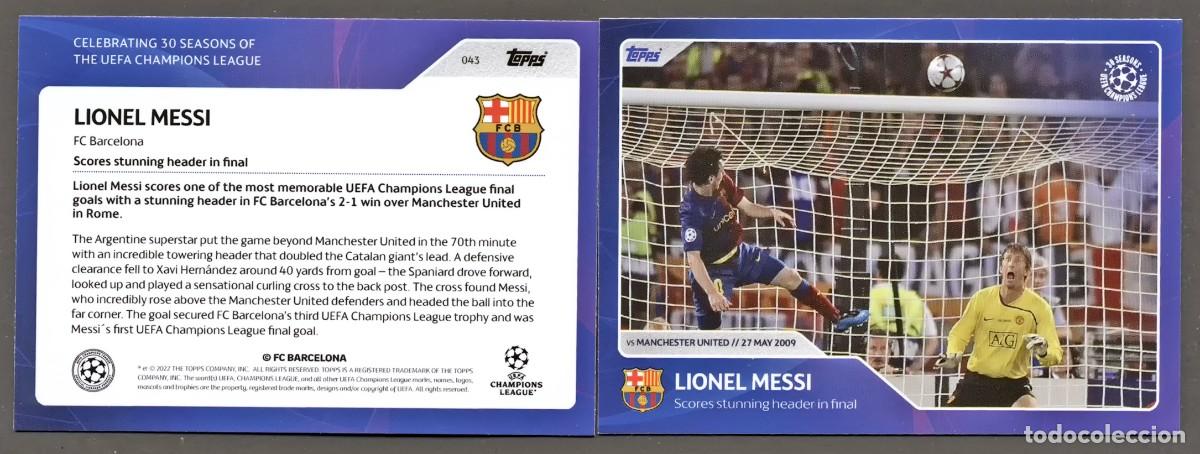 Fu&szlig;ball-Sticker: FC BARCELONA LIONEL MESSI N&ordm; 43 CELEBRATING 30 SEASONS UEFA CHAMPIONS LEAGUE TOPPS