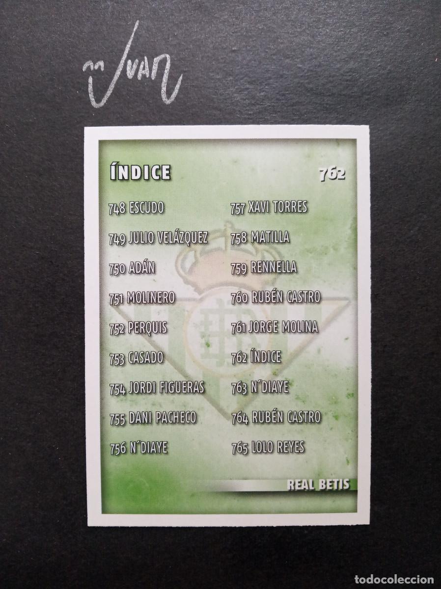 Cromos de F&uacute;tbol: N&ordm; 762 INDICE REAL BETIS ⚽ MUNDICROMO &reg; PLATINUM QUIZ GAME 2014 2015 FICHAS LIGA FUTBOL 14 15