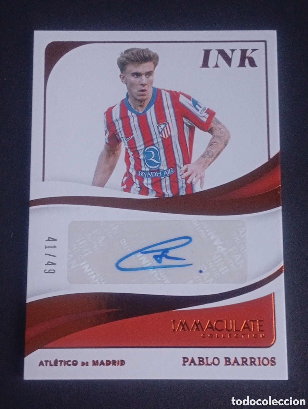 Football Stickers: auto numerado 41/49 PABLO BARRIOS ATL&Eacute;TICO MADRID PANINI IMMACULATE AUTOGRAFO MEGACRACKS 2024 2025