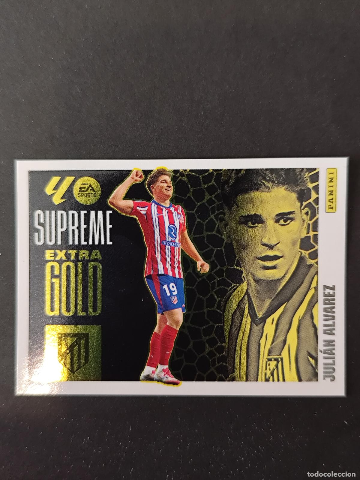Football Stickers: JULI&Aacute;N &Aacute;LVAREZ ATL&Eacute;TICO MADRID SUPREME EXTRA GOLD LIGA ESTE 2025 2026 25 26 PEDIDO M&Iacute;NIMO 2&euro;