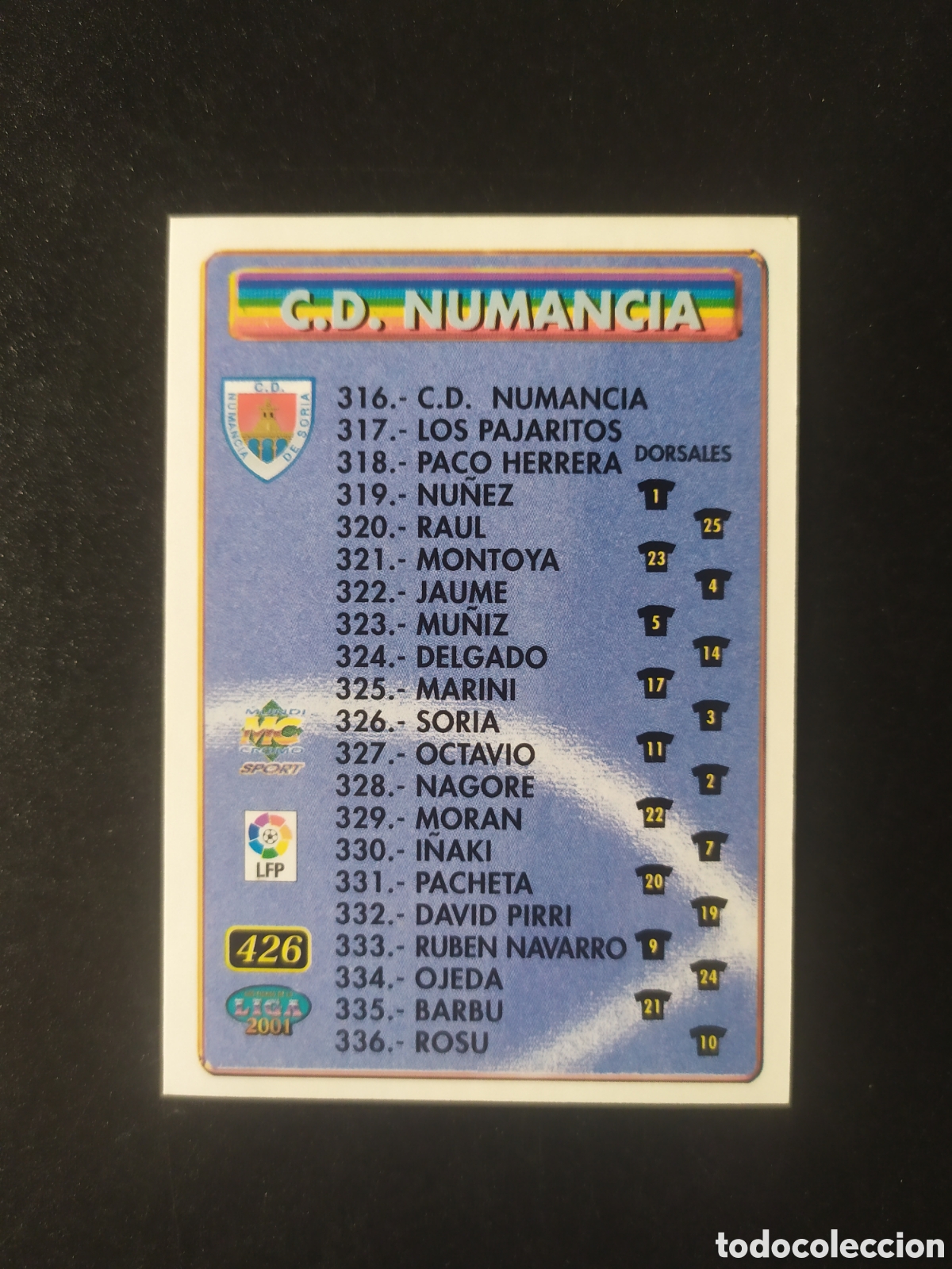 Cromos de f&uacute;tbol: Mundicromo fichas liga 2000 2001 00 01 indice n&deg; 426 Alaves Numancia
