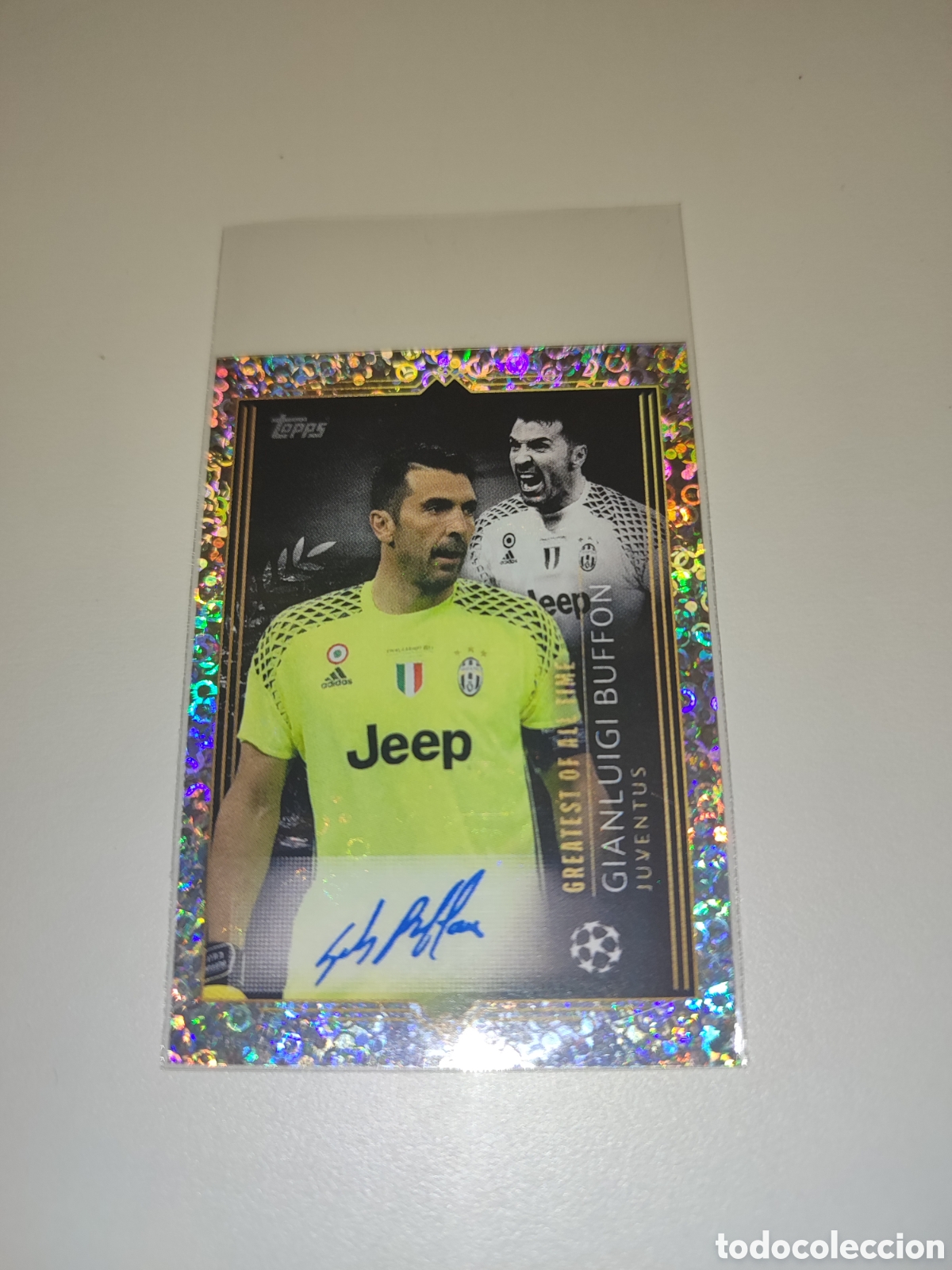 Football Stickers: Buffon firma serigrafiada Topps Champions