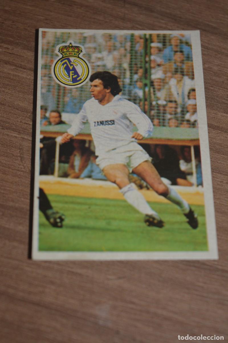 Cromos de F&uacute;tbol: Cromo de Maradona sus driblings Liga 1984-85. Juanito ( Real Madrid)